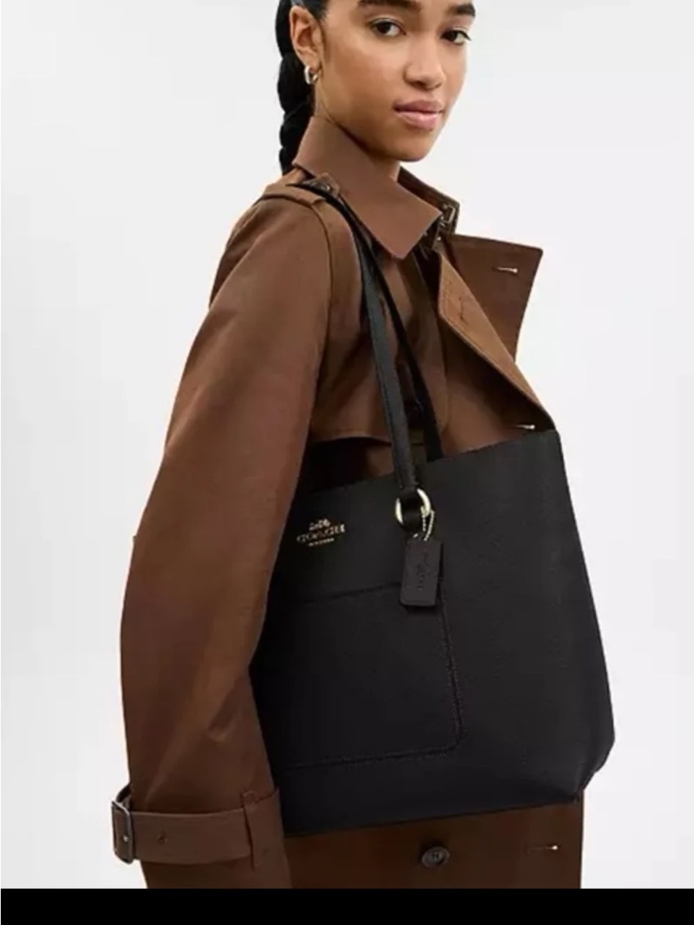 Coach Gallery Tote (F79608) Black Cross Grain Leather Bag - Picture 4 of 13